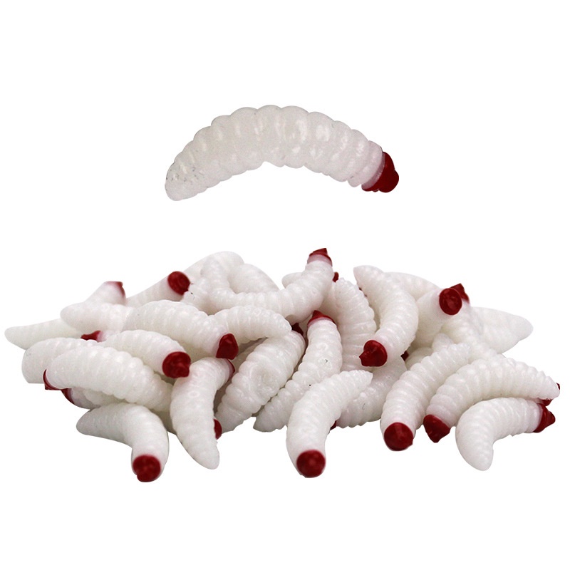 Set 50 / 10 mồi giun giả mềm 2cm/0.5g thiết kế chuyên dụng cho câu cá