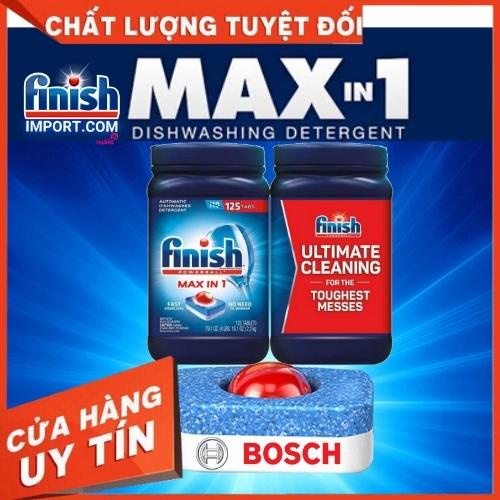 [CHÍNH HÃNG] Hộp 125 viên rửa chén Finish MAX IN 1 - Dễ dàng sử dụng Wrapper Tab Powerball (Mới - dòng cải tiến)