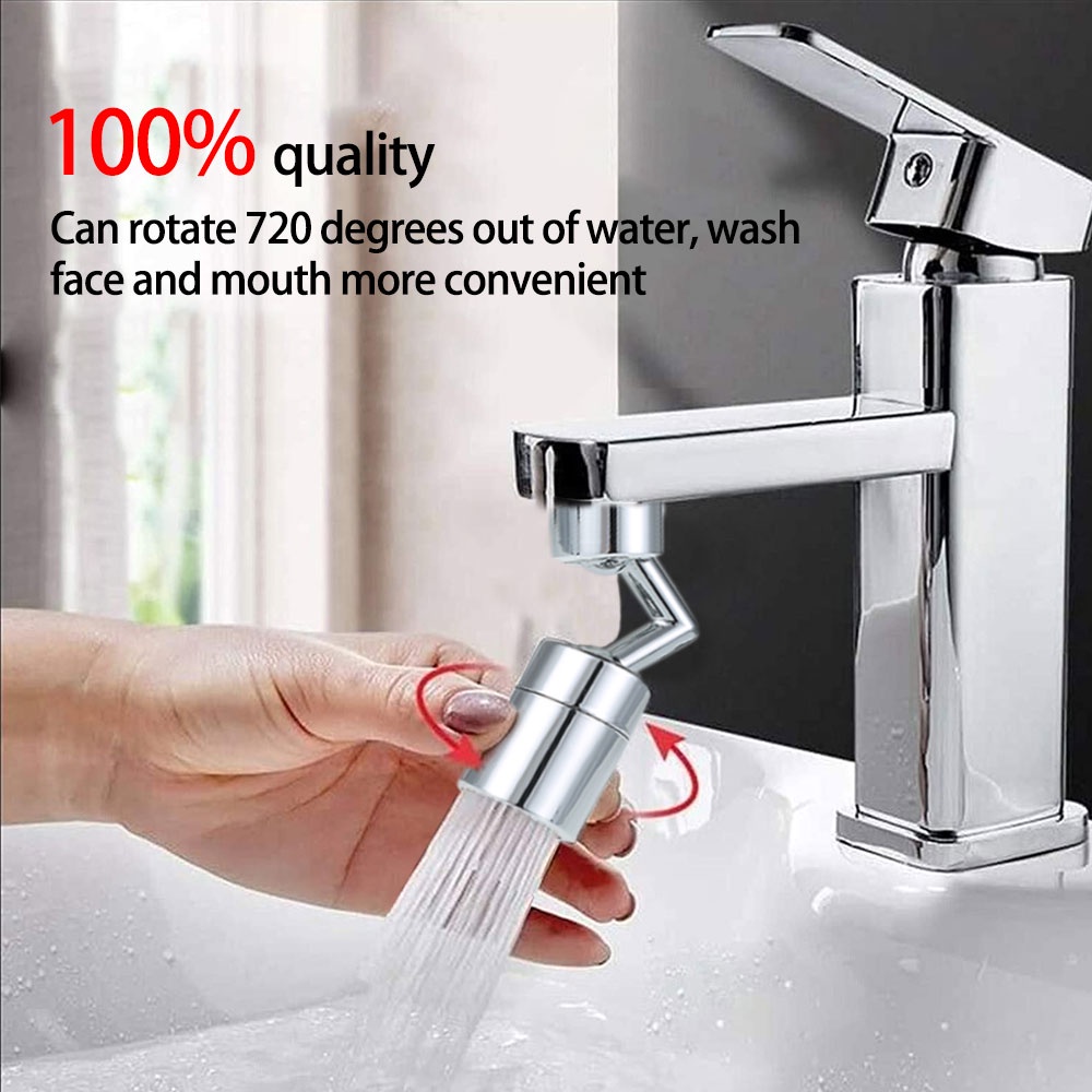 Đầu nối vòi nước, vòi lavabo tăng áp Inox Bóng xoay 720 độ đa chiều dùng cho vòi lavabo, bồn rửa bát tiện dụng
