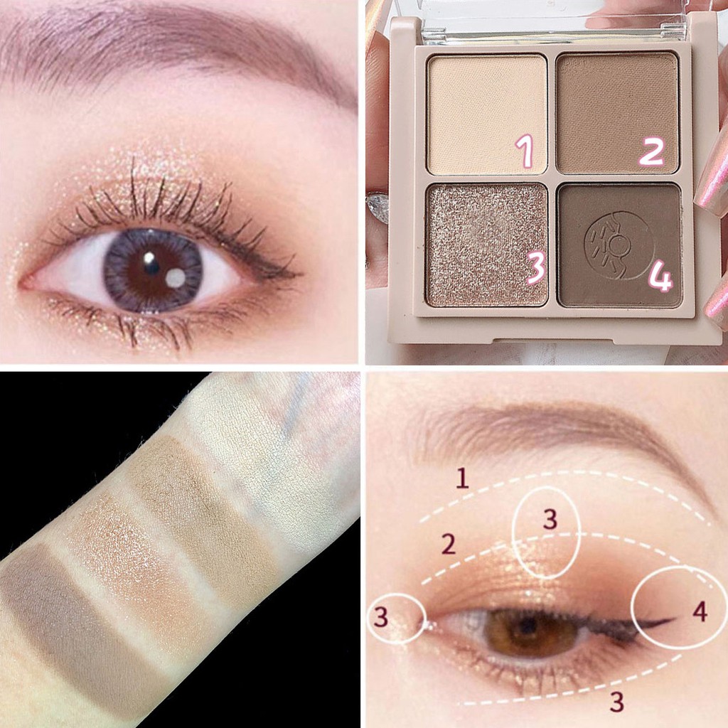 [Hàng mới về] Phấn Mắt Bốn Màu Chất Lì Có Nhũ Lấp Lánh Tiện Lợi Để Trang Điểm | BigBuy360 - bigbuy360.vn