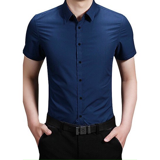 Áo Sơ Mi Nam Trơn Ngắn Tay 🔵 𝐅𝐑𝐄𝐄 𝐒𝐇𝐈𝐏 🔵 Áo Sơ Mi Nam Đẹp Vải Lụa Trơn Co Giãn Thời Trang Hpfashion - Asmnhp03 | BigBuy360 - bigbuy360.vn