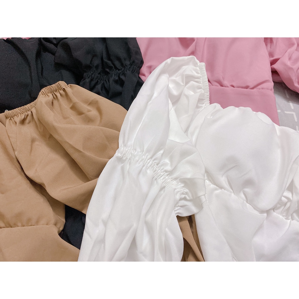 Áo croptop trễ vai tay dài nơ lưng cột nhiều kiểu chất voan mịn xinh tôn dáng- Mặc 2 kiểu 236 FIORI STORE | BigBuy360 - bigbuy360.vn
