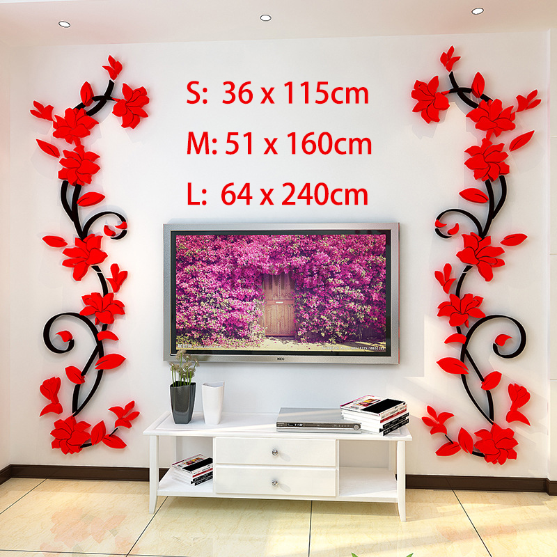 Rosewood Wall Stickers Background Acrylic Crystal Stereo Wall Stickers