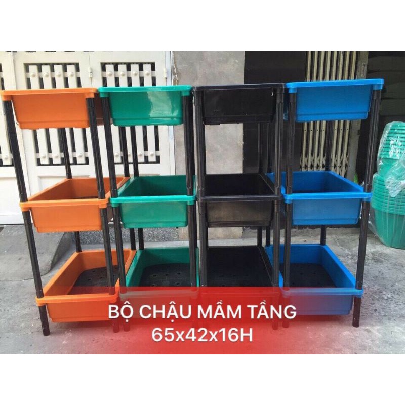 Bộ Khay Chậu 3 Tầng Nuôi Cá 65x42x16cm loại dầy