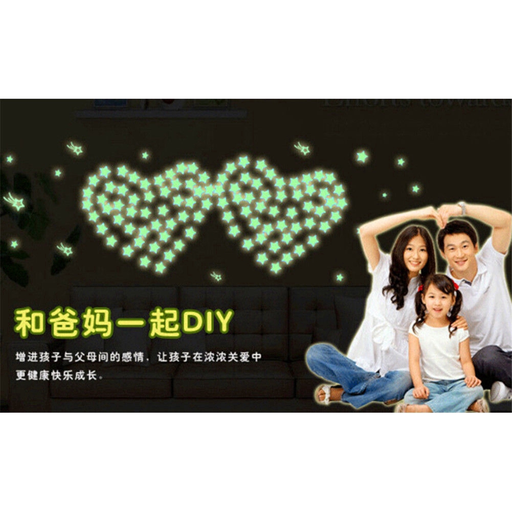 Bộ 200 miếng dán phản quang hình ngôi sao trang trí tường nhà thủ công