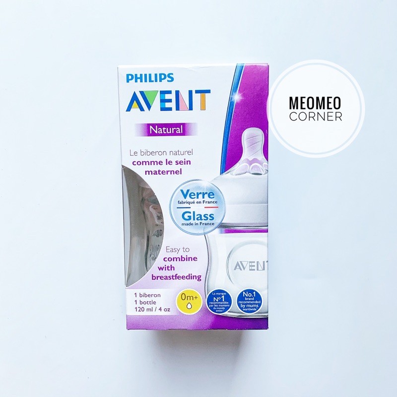 [Sản xuất tại Pháp]Bình sữa thủy tinh Avent Natutal 120ml / 240ml