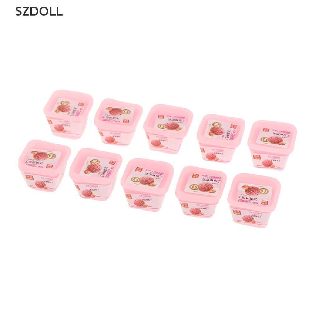 Set 10 mô hình hộp kem/ thực phẩm trang trí nhà búp bê tỉ lệ 1/12 DOM
