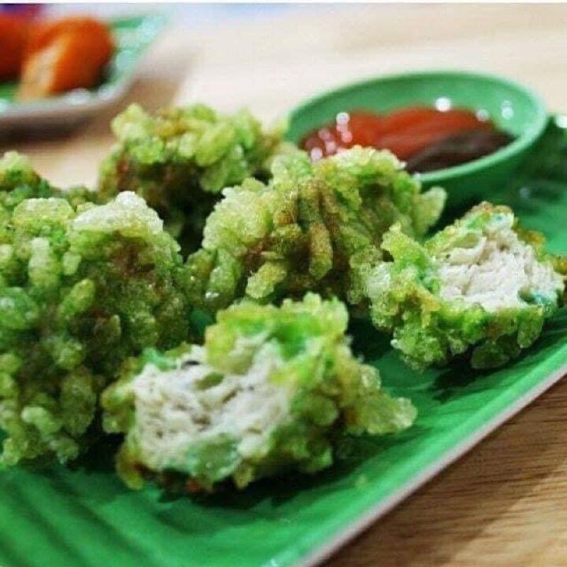 Chả cá tẩm cốm xanh - nhãn hiệu Ô Ngon - Hàng Việt Nam chất lượng cao - khay 500g 24 viên }