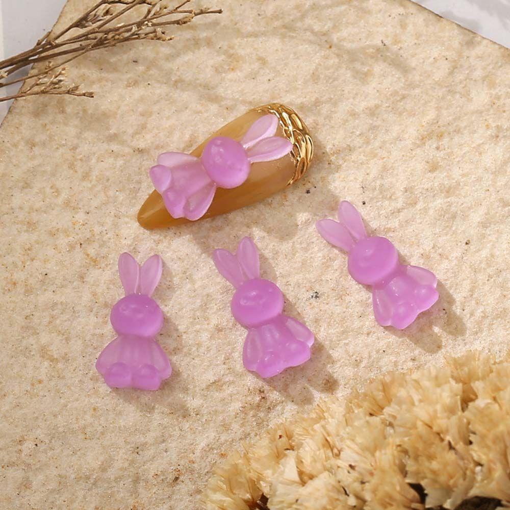 Phụ Kiện Trang Trí Móng Tay Hình Thỏ Dạ Quang 3D Xinh Xắn Charms