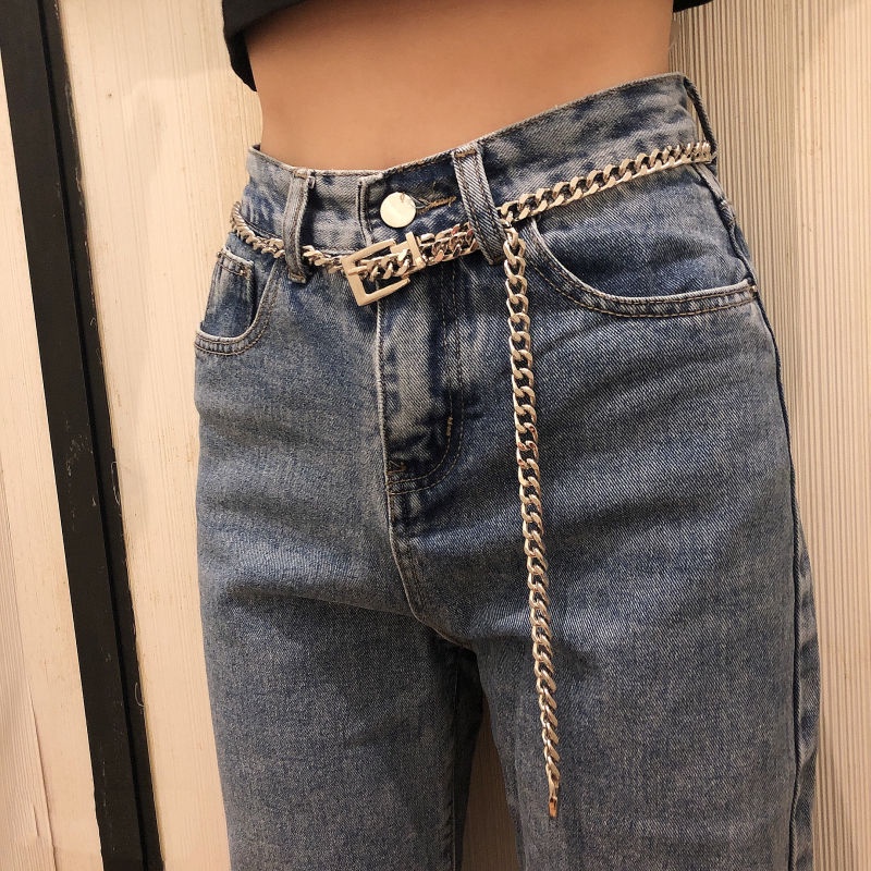 Dây xích kim loại đeo thắt lưng phong cách hip hop Hàn Quốc