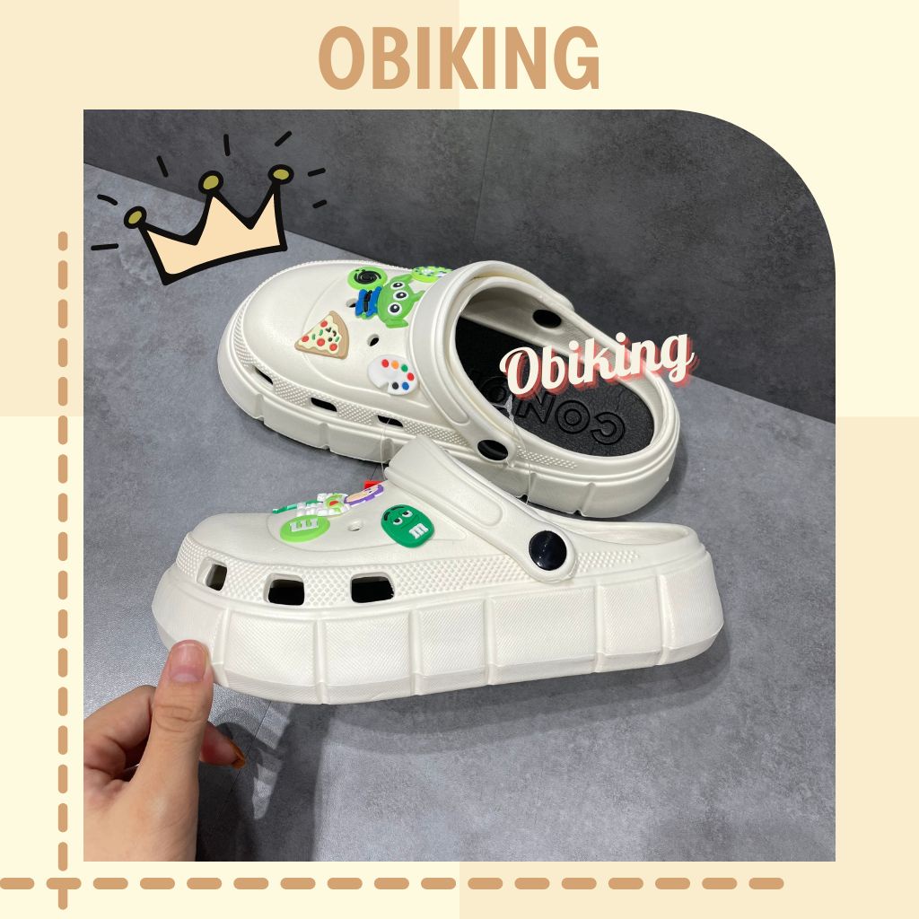 Dép sục cross nữ đế cao siêu nhẹ kèm Sticker phong cách Hàn Quốc