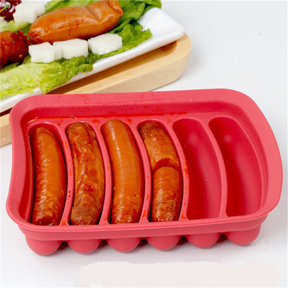 Khuôn Silicone Làm Xúc Xích / Lạp Xưởng 6 Ngăn Có Thể Tái Sử Dụng