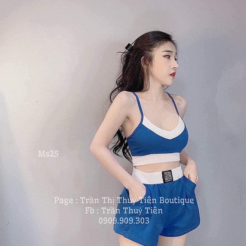 sét cổ V đai quần in chữ