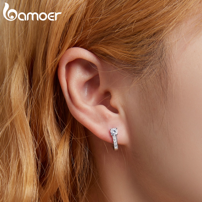 Đôi hoa tai BAMOER bạc 925 hình ngôi sao thời trang cho nữ