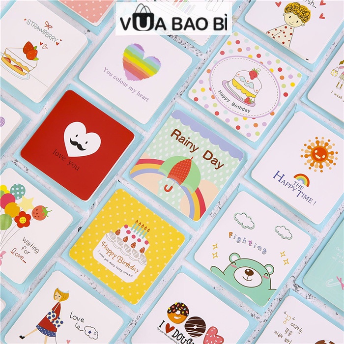 Thiệp chúc mừng mini kèm bao thư dễ thương cute nhiều mẫu VUABAOBI