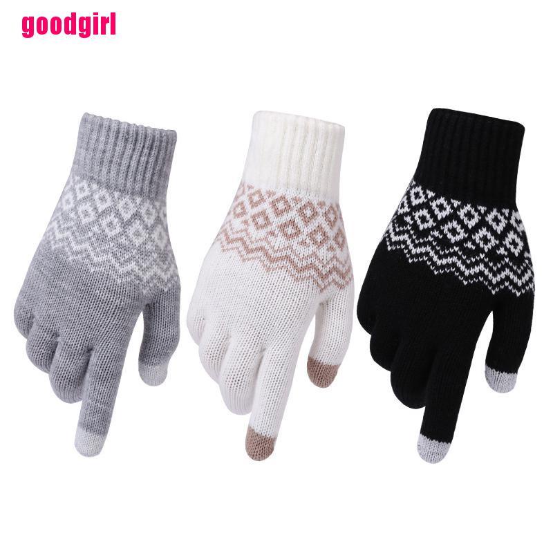 Good 1pair Winter Gloves Unisex Stretch Knits Imitation Wool Full Finger