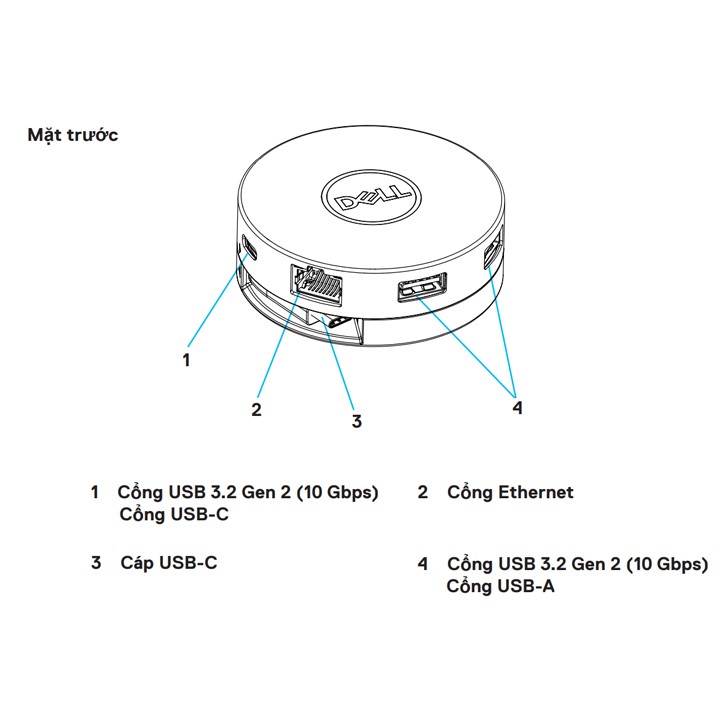 [Dell DA310] Bộ chuyển đổi Hub Dell DA310 Từ USB C to HDMI/VGA/DP/Ethernet/USBC/USB-A