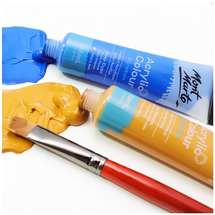Màu vẽ Acrylic Mont Marte - dạng TUÝP MÀU LẺ 75ml cho Vẽ Tường, Vẽ Vải, Vẽ Áo..