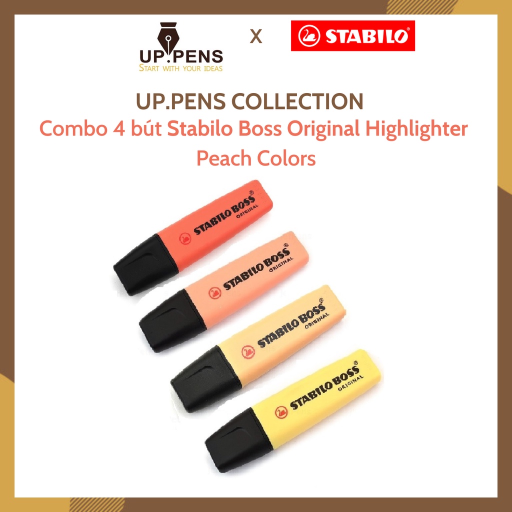 Combo 4 bút dạ quang Stabilo Boss Original Highlighter – UP.PENS Collection – Peach Colors