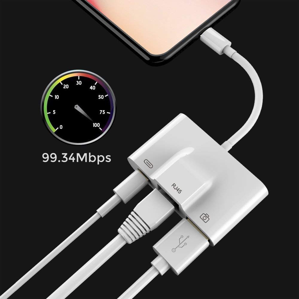 IPHONE Bộ Chuyển Đổi 3 Trong 1 Lightning Sang Rj45 100mbps Ethernet Rj45 Cho Camera