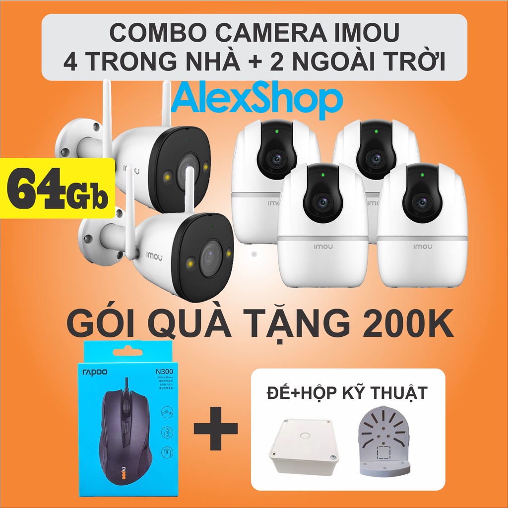 [64Gb] Combo 6 Camera Imou A22 (4) và F22 (2) FullHD Trong Nhà Ngoài Trời - Chính Hãng