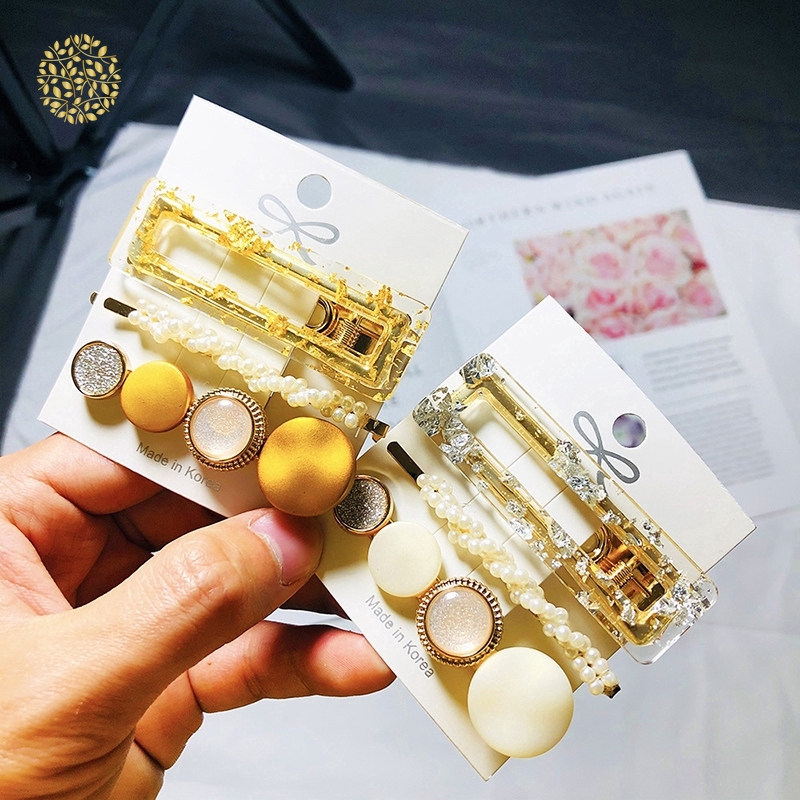 Kẹp tóc kim loại kiểu hình học thời trang