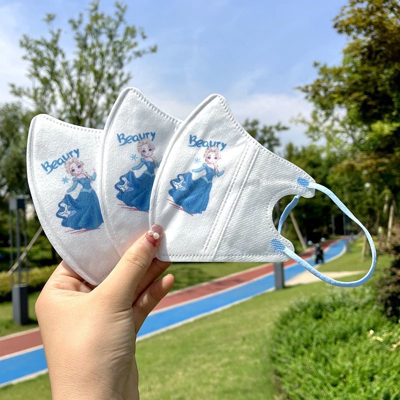 Set 10 / 30 / 60 Khẩu Trang 3Layers In Họa Tiết Hoạt Hình Siêu Nhân Công Chúa Elsa / Phi Hành Gia Stella Lou Cho Bé