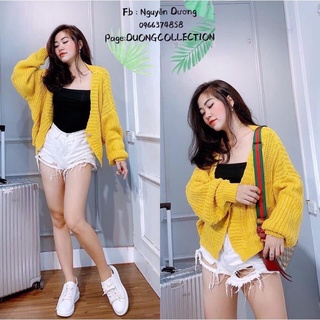 Áo cadigan len hạt gạo dáng croptop