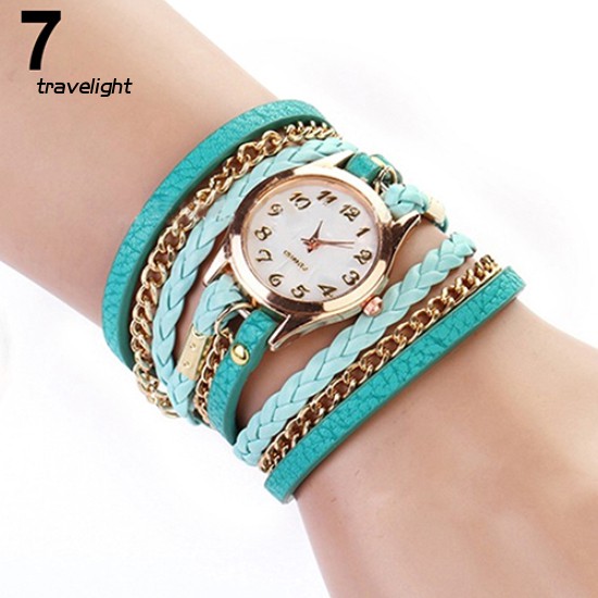 Đồng Hồ Đeo Tay Dây Da Bện Nhiều Lớp Phong Cách Vintage Thời Trang Cho Nữ