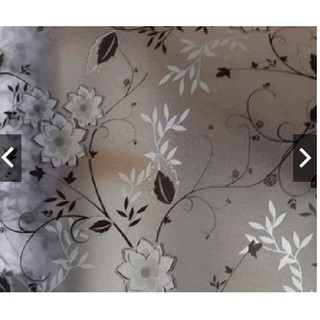 Decal giấy dán kính hoa lá đen