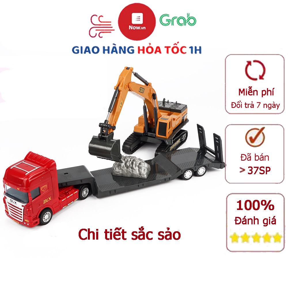 Xe đồ chơi mô hình xe đầu kéo xe xúc (gồm 2 xe) chất liệu nhựa ABS an toàn, kích thước lớn