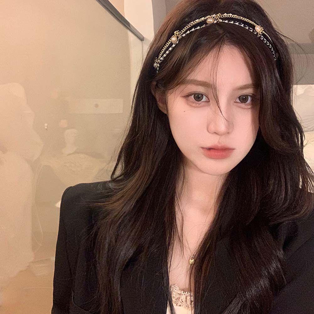 VANES1 Băng đô cài tóc rửa mặt Đính Ngọc Trai Thời Trang Dành Cho Nữ