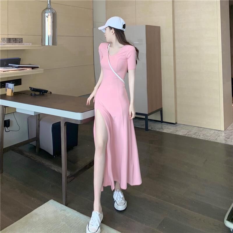Đầm COZOKC dáng ôm xẻ tà quyến rũ cá tính thời trang Hàn Quốc