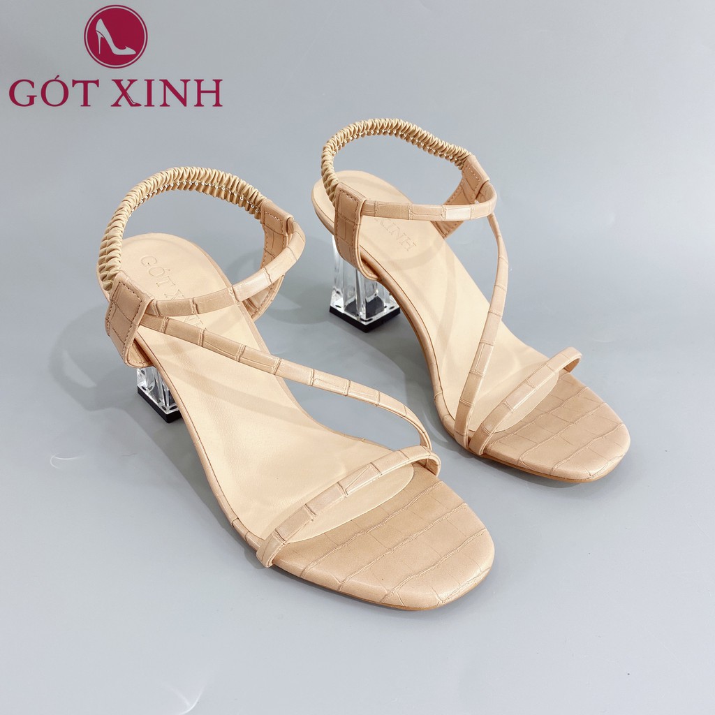 Giày sandal cao gót nữ GÓT XINH GD13 quai mảnh gót mika trong cao 5cm