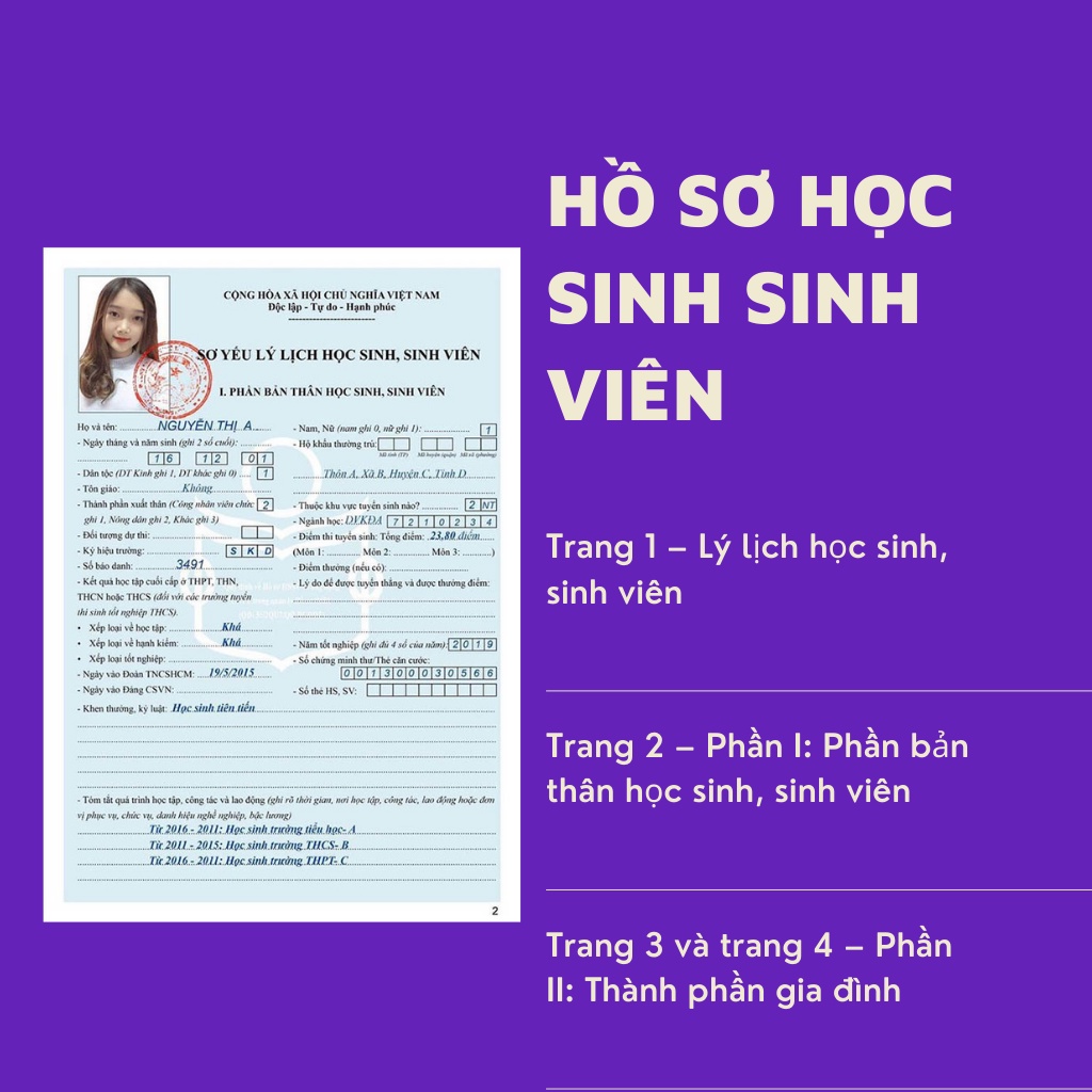 Hồ sơ học sinh , sinh viên mẫu mới chuẩn nhất