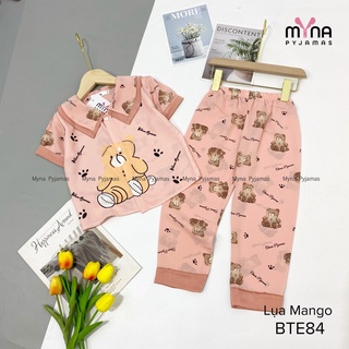 Bộ pijama lụa trẻ em cộc dài chất lụa mango mịn mát in hình siêu cute