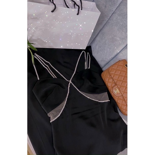 Ms1263y ĐẦM CÚP NGỰC DÂY ĐÁ PHA LÊ TÔN DÁNG full S/M/L/XL