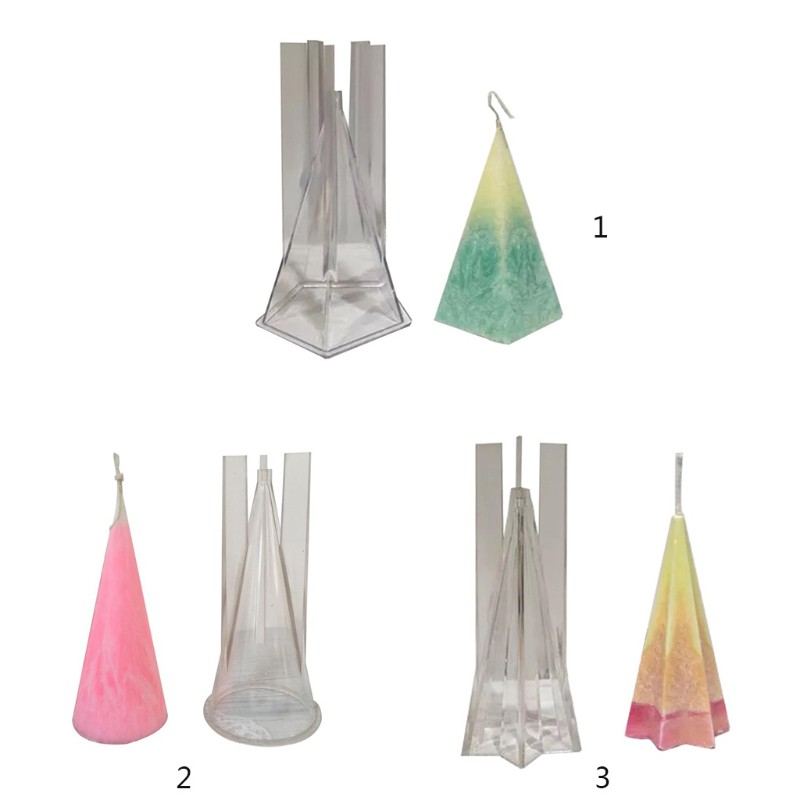 time* DIY Handmade Candle Mold Cone Clear Plastic Candle Making Model Reusable Mould dies for card making birthday