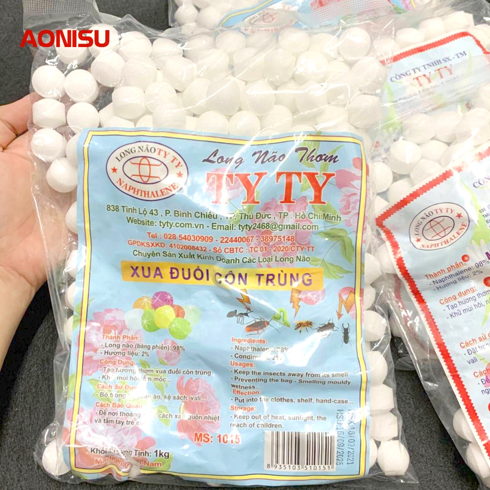 Băng Phiến Đuổi Gián Chuột TYTY TRẮNG 1kg, 500g - Long Não Thơm Đuổi Côn Trùng Đuổi Kiến Bỏ Tủ Quần - Gia Dụng AONISU