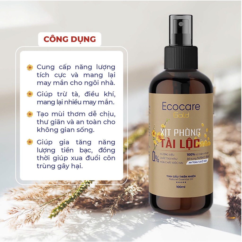 Bình xịt phòng tinh dầu Tài Lộc Ecocare 100ml-Sản phẩm độc quyền Tết 2022