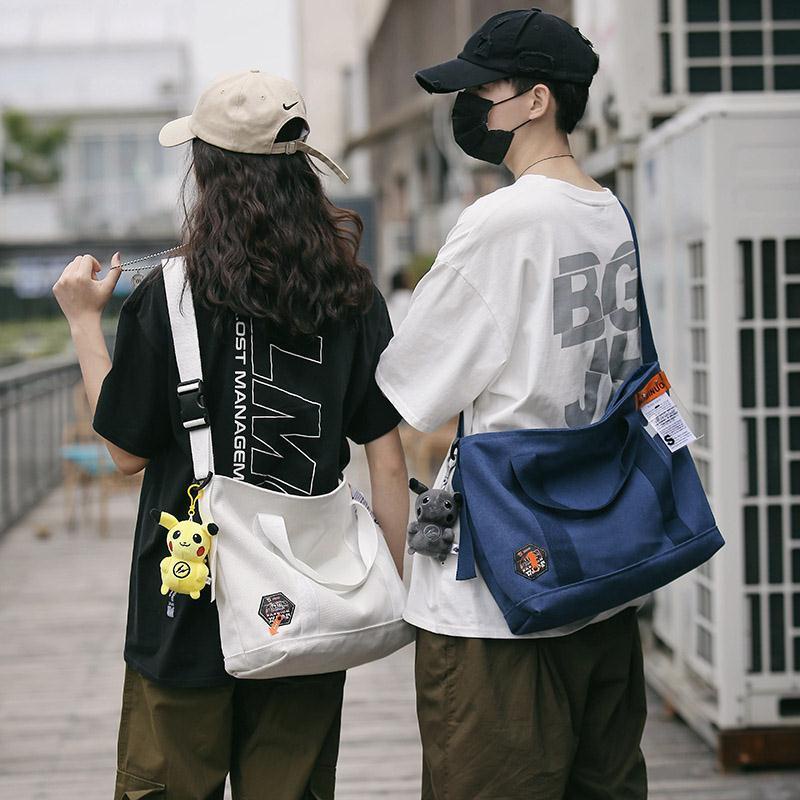 Túi Xách Đeo Vai Vải Bạt Thời Trang Đường Phố Hàn Quốc Dành Cho Nam Nữ