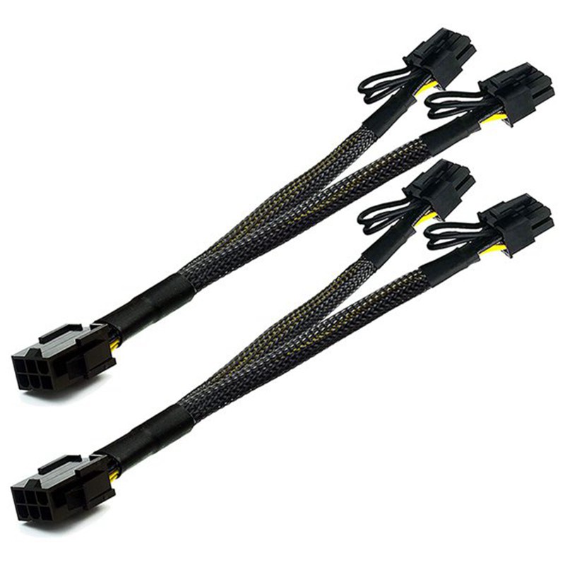 10Pcs PCI-E 6 Pin to Dual 8 Pin (6+2) Graphics Card PCI Express Power Adapter GPU VGA Y-Splitter Extension Mining Cable