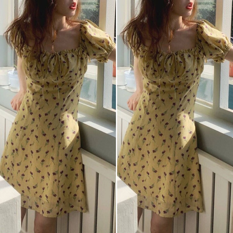 Đầm VONDA Tay Ngắn Cổ Vuông Họa Tiết Hoa Thời Trang Mùa Hè Dành Cho Nữ | BigBuy360 - bigbuy360.vn