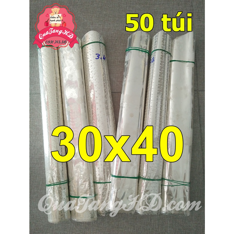 Combo 50 túi giấy kiếng gói quà tết, gấu bông 30x40cm