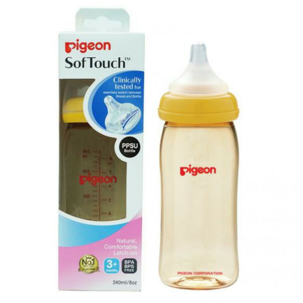 [Mã FMCG8 giảm 8% đơn 500K] Bình sữa cổ rộng PPSU Plus Pigeon 160ml/ 240ml