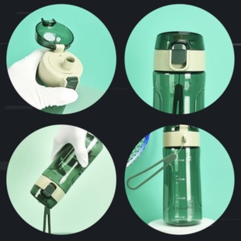 Bình nước thể thao 700ml Hokori Perfect thời thượng cao cấp nắp bật chống tràn có dây xách tiện dụng