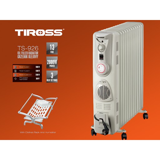 Máy sưởi dầu Tiross 9 - 13 thanh TS923 | TS9212 | TS9213 | TS9215 | TS9218 [Chính Hãng, BH 1 năm]