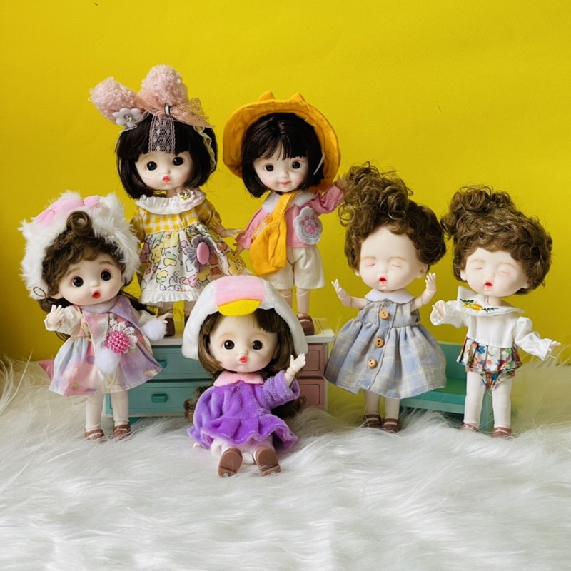 Búp bê ob11 BJD dòng cao cấp 16cm quà sinh nhật đồ chơi cho bé gái kèm sẵn váy áo và giày
