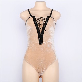 bodysuit nhung đan dây