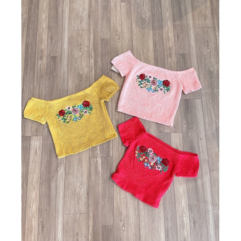 Áo chun co dãn thêu hoa - ôm body [HOT NHẤT] chất siêu xịn